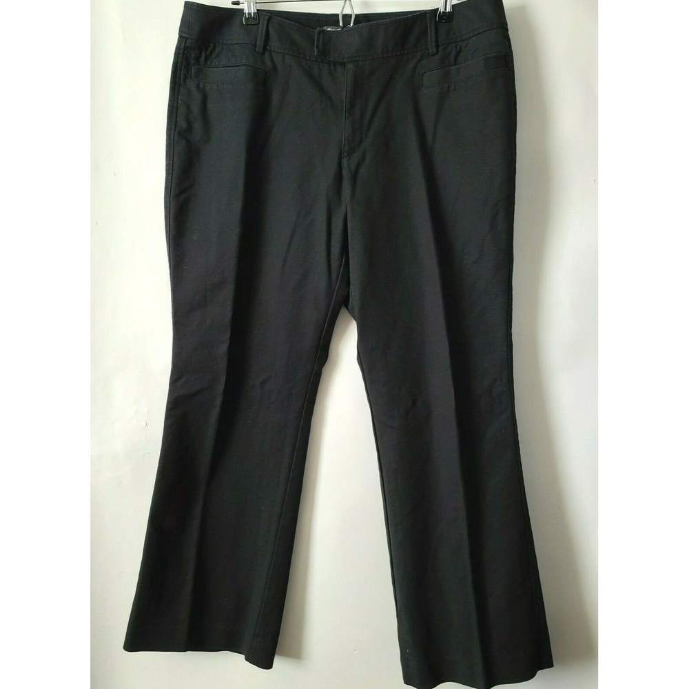 Eddie Bauer Womens Blakely Fit Black Pants Size 18 Flat Front Cotton Blend